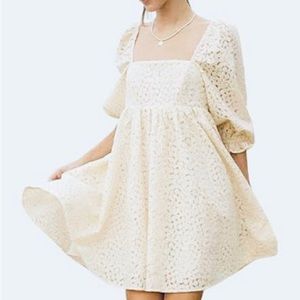 Monica Bianca Vintage White Cotton Flower Eyelet Baby Doll Dress